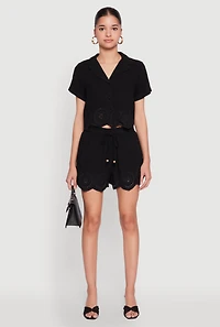 Womens Haute Monde Eyelet Detail Drawstring Shorts, Black, Size S