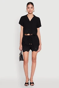 Womens Haute Monde Eyelet Detail Drawstring Shorts, Black, Size S
