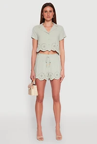 Womens Haute Monde Eyelet Detail Drawstring Shorts, M