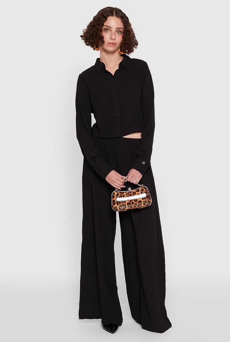 Womens Haute Monde Pleated Cropped Shirt,