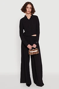 Womens Haute Monde Pleated Cropped Shirt,