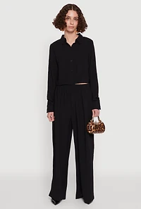 Womens Haute Monde Pleated Cropped Shirt,
