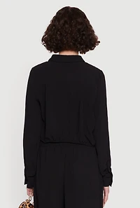 Womens Haute Monde Pleated Cropped Shirt,