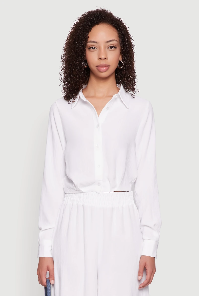 Haute Monde Pleated Cropped Shirt