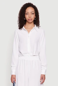 Haute Monde Pleated Cropped Shirt