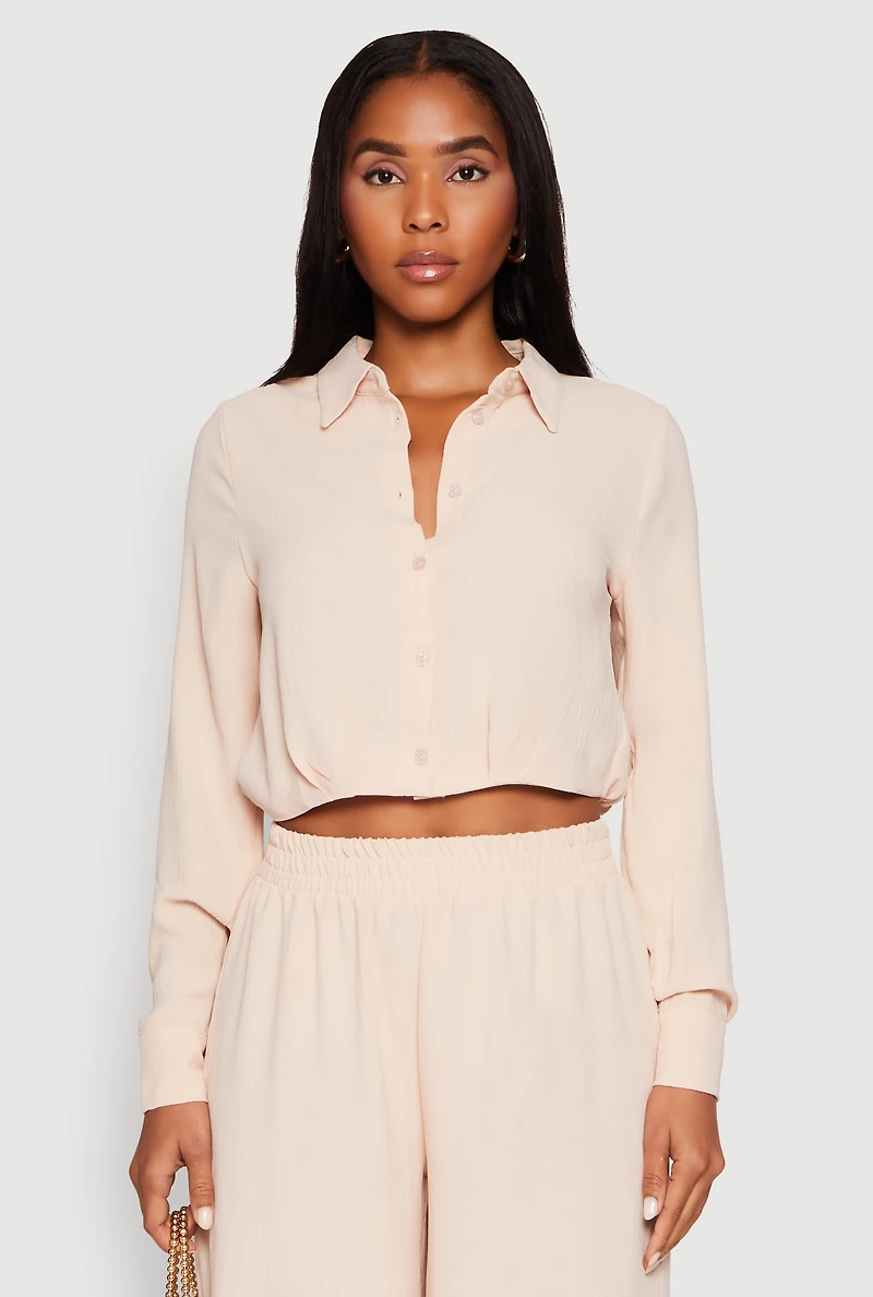 Haute Monde Pleated Cropped Shirt