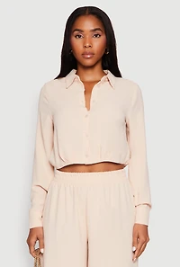 Haute Monde Pleated Cropped Shirt