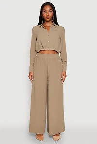 Womens Haute Monde Pleated Cropped Shirt, Green, Size S