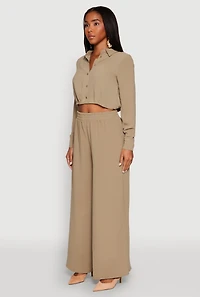 Womens Haute Monde Pleated Cropped Shirt, Green, Size S