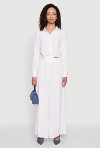 Womens Haute Monde Elastic Waist Wide Leg Pants, White, Size S