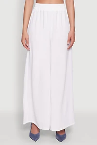 Womens Haute Monde Elastic Waist Wide Leg Pants, White, Size S