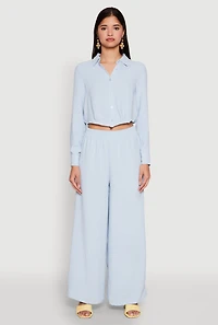 Womens Haute Monde Elastic Waist Wide Leg Pants,