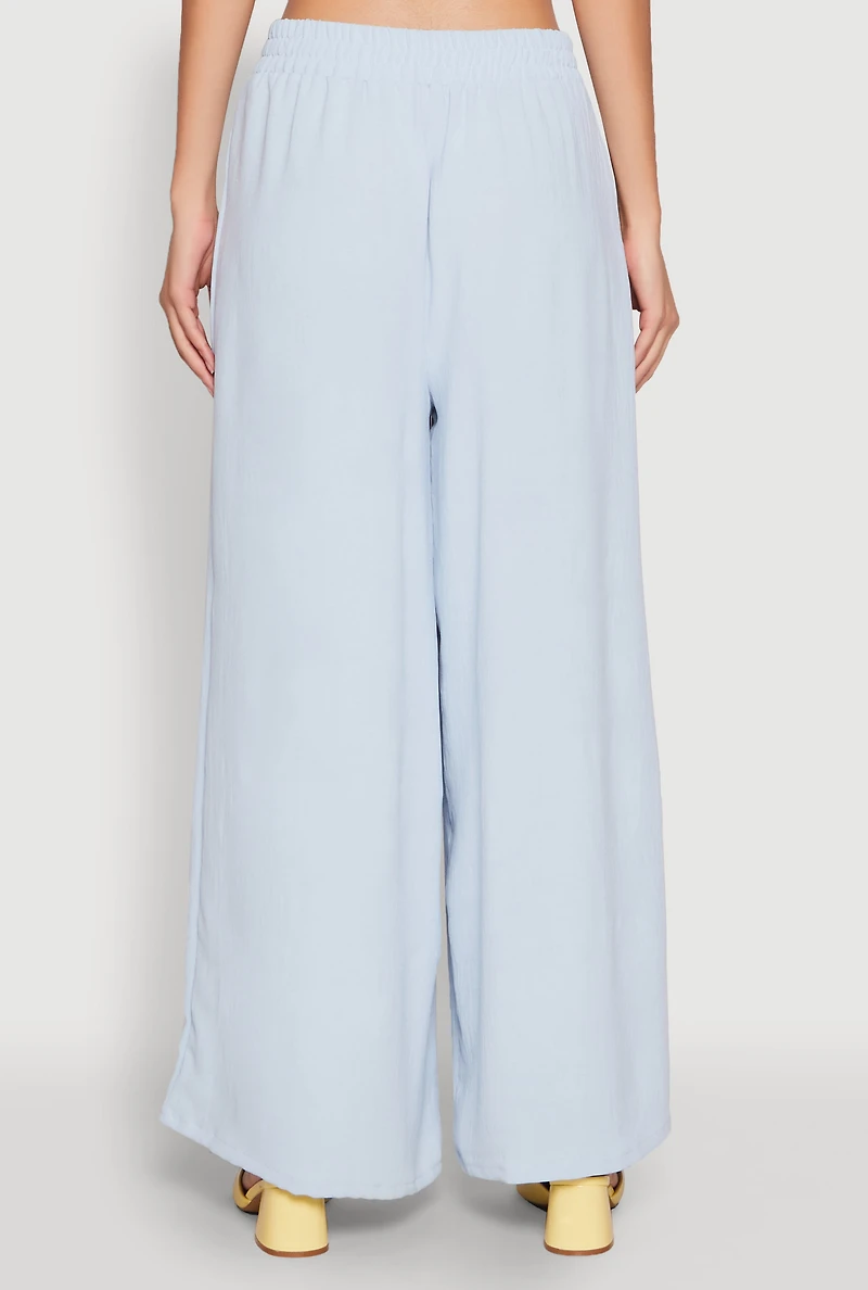 Womens Haute Monde Elastic Waist Wide Leg Pants, S