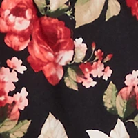 Haute Monde Floral Print Lace Detail Crop Top