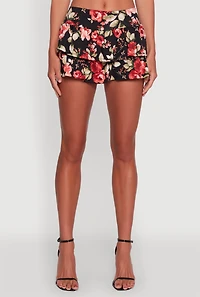 Floral Ruffle Tiered Skort