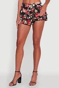 Floral Ruffle Tiered Skort