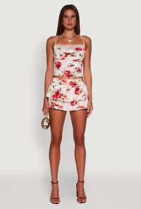 Floral Ruffle Tiered Skort