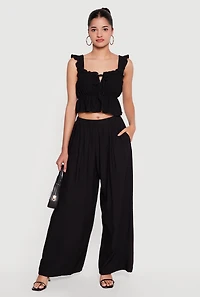 High Waisted Pleated Wide Leg Pants