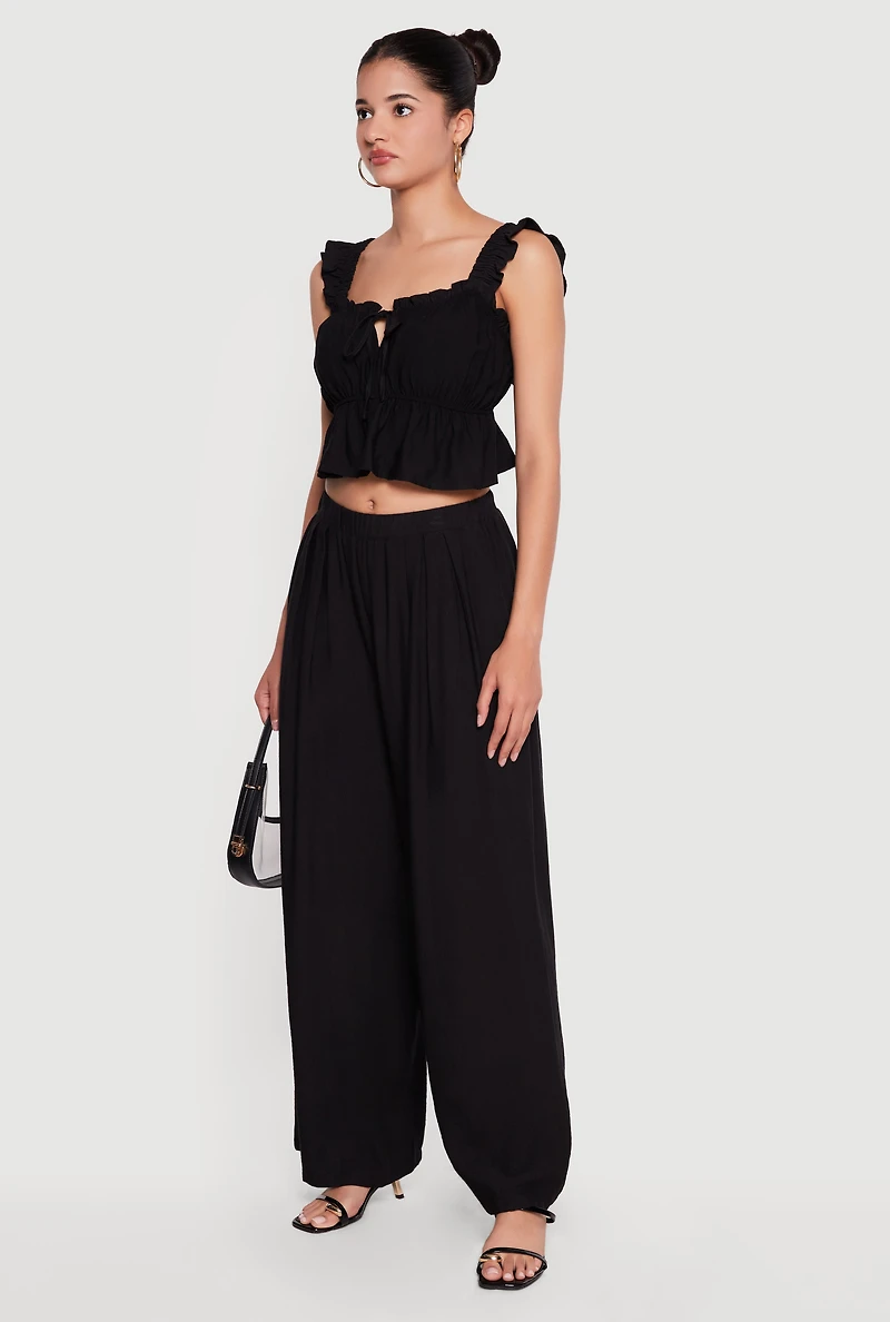High Waisted Pleated Wide Leg Pants