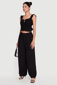 High Waisted Pleated Wide Leg Pants