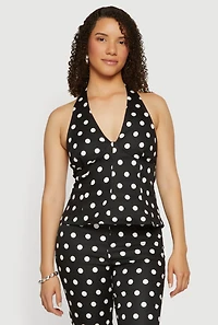 Polka Dot Halter Neck Blouse