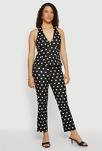 Polka Dot Halter Neck Blouse