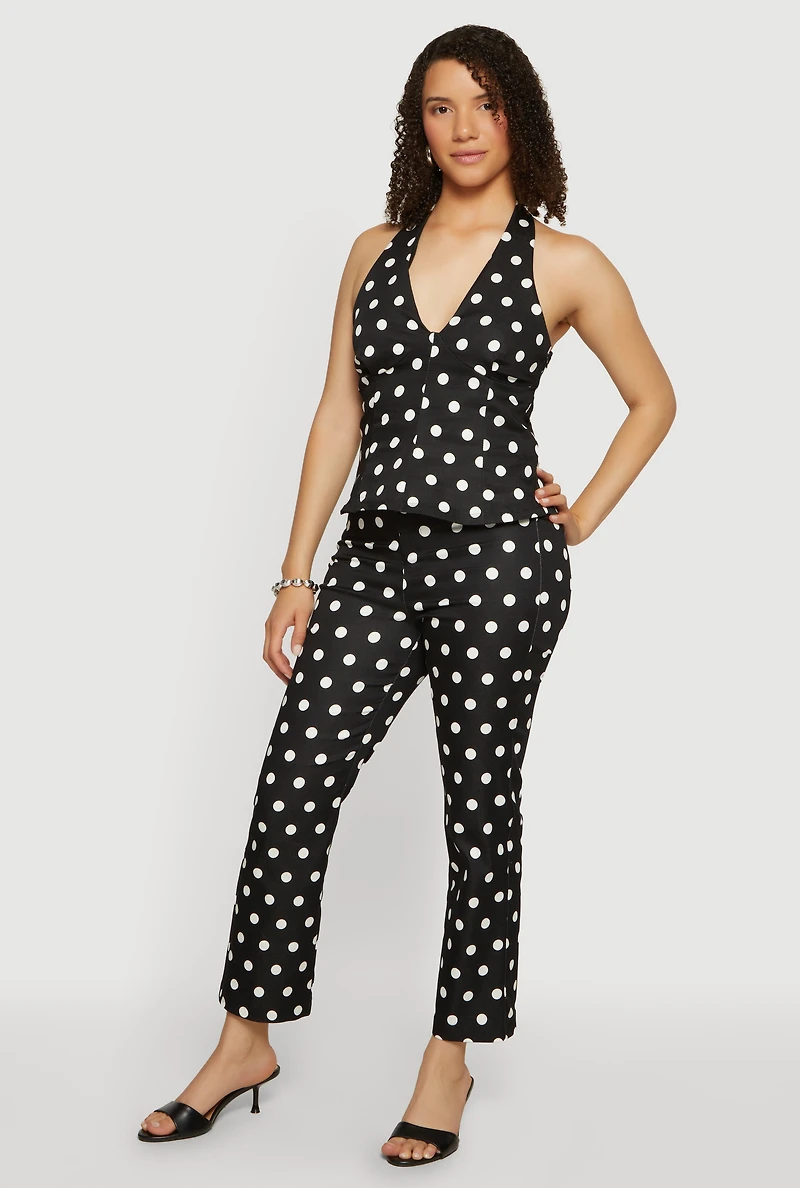 Polka Dot Halter Neck Blouse