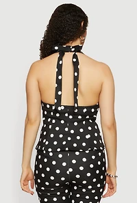 Polka Dot Halter Neck Blouse