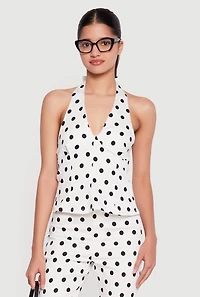 Polka Dot Halter Neck Blouse