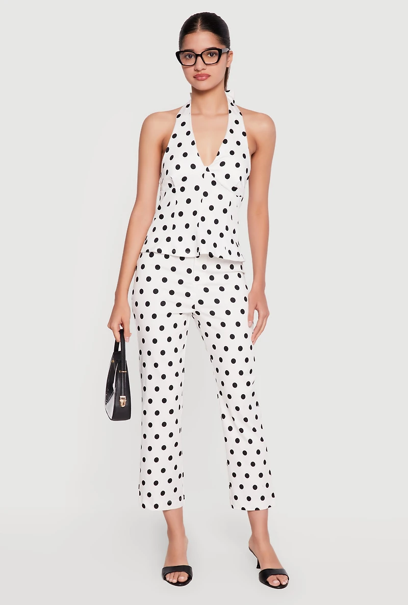 Polka Dot Halter Neck Blouse