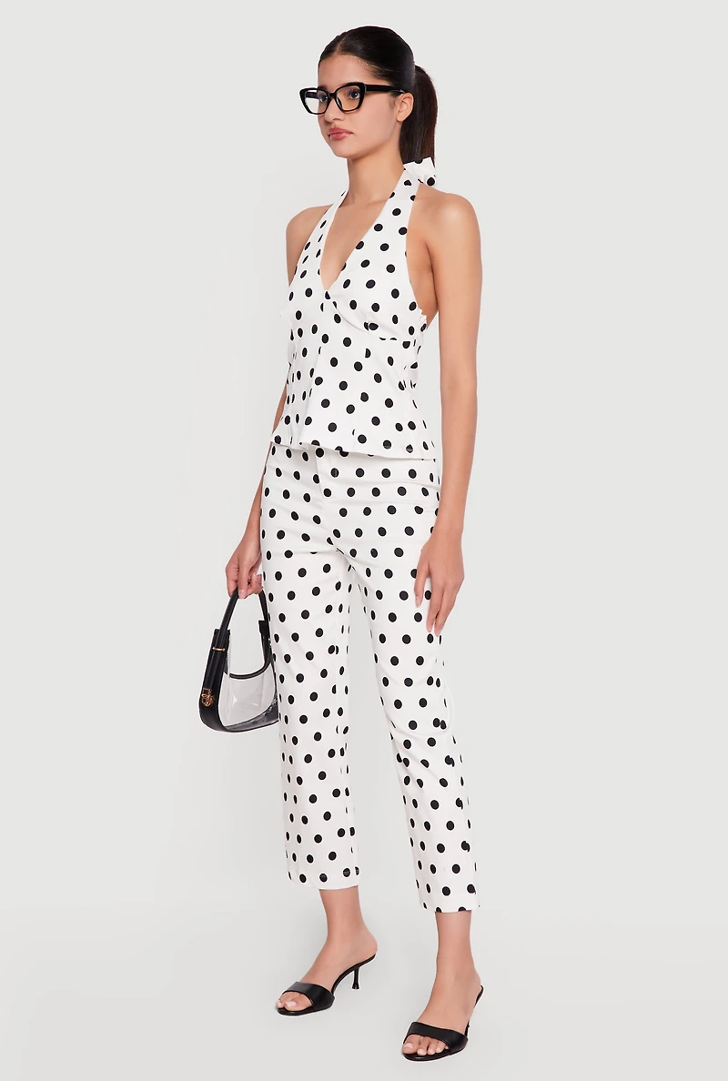 Polka Dot Halter Neck Blouse