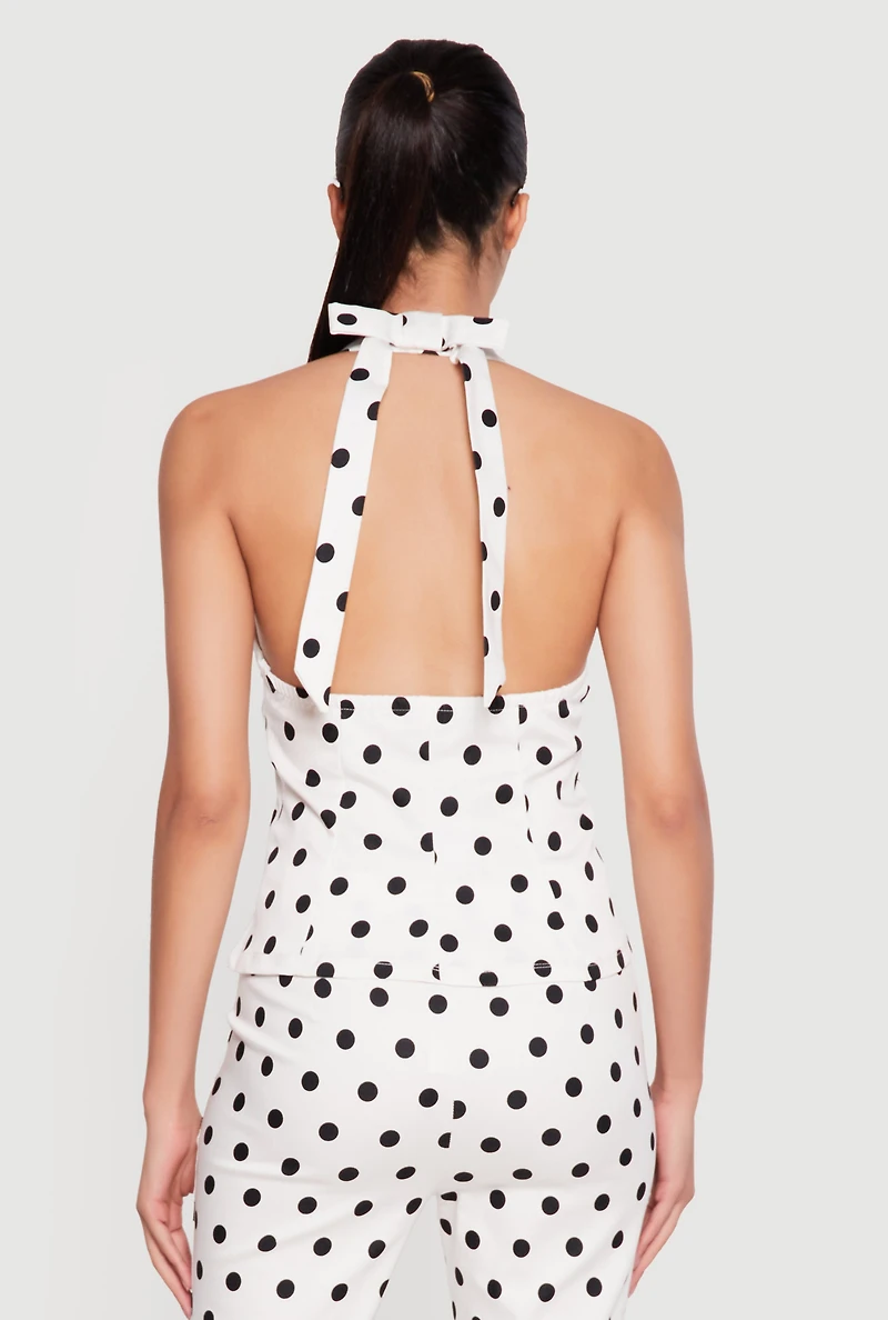 Polka Dot Halter Neck Blouse