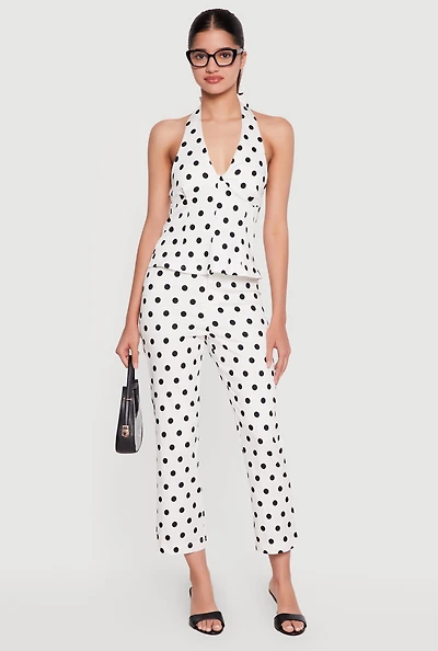 Polka Dot Cropped Dress Pants