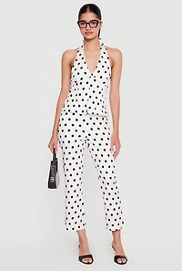 Polka Dot Cropped Dress Pants