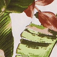 Leaf Print Faux Button Wide Leg Pants