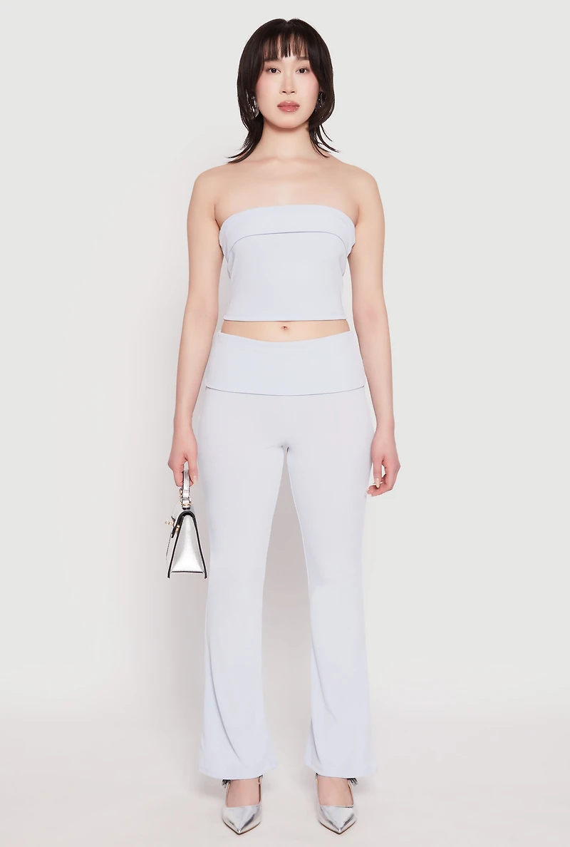 Haute Monde Ribbed Fold Over Waist Pants