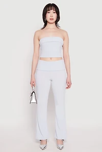 Haute Monde Ribbed Fold Over Waist Pants