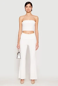 Womens Haute Monde Fold Over Tube Top, White, Size M