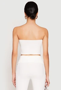 Womens Haute Monde Fold Over Tube Top, White, Size L