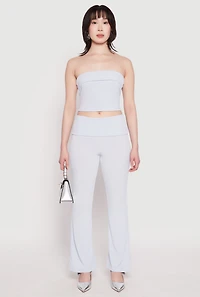 Womens Haute Monde Fold Over Tube Top, Blue, Size S