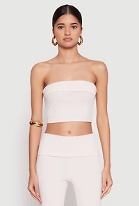 Womens Haute Monde Fold Over Tube Top, Pink, Size S