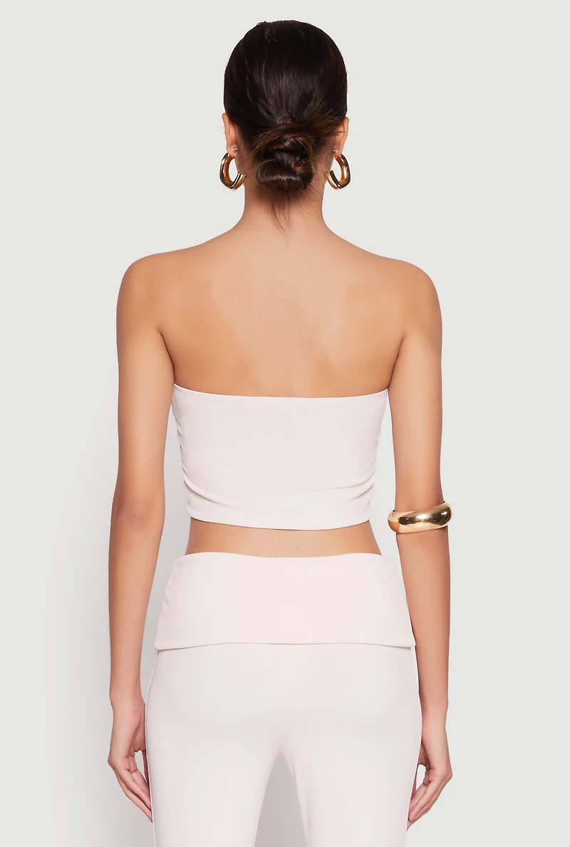 Womens Haute Monde Fold Over Tube Top, Pink, Size S