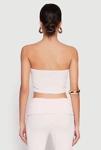 Womens Haute Monde Fold Over Tube Top, Pink, Size S