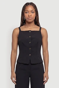 Square Neck Button Front Waistcoat