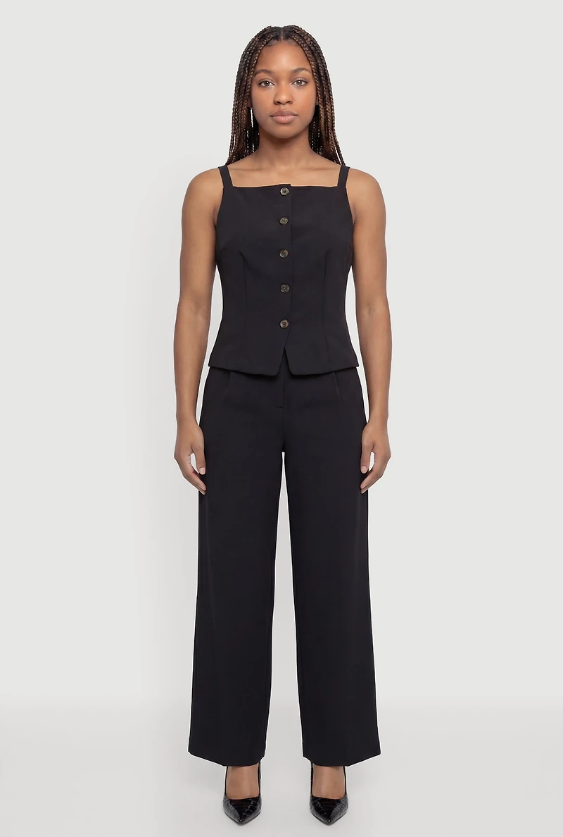 Square Neck Button Front Waistcoat