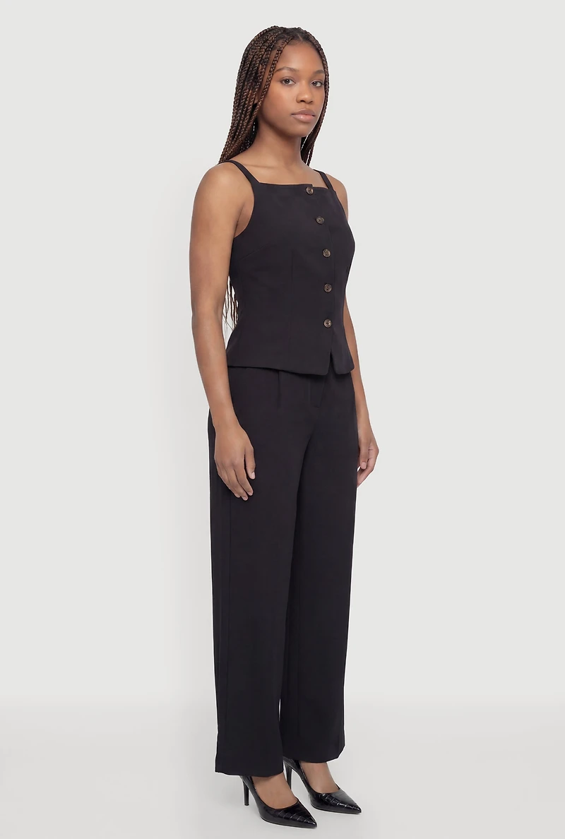 Square Neck Button Front Waistcoat