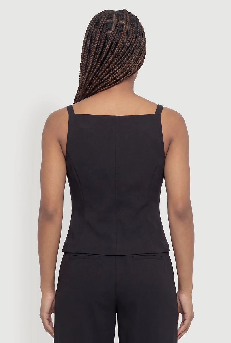 Square Neck Button Front Waistcoat