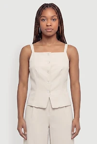 Square Neck Button Front Waistcoat