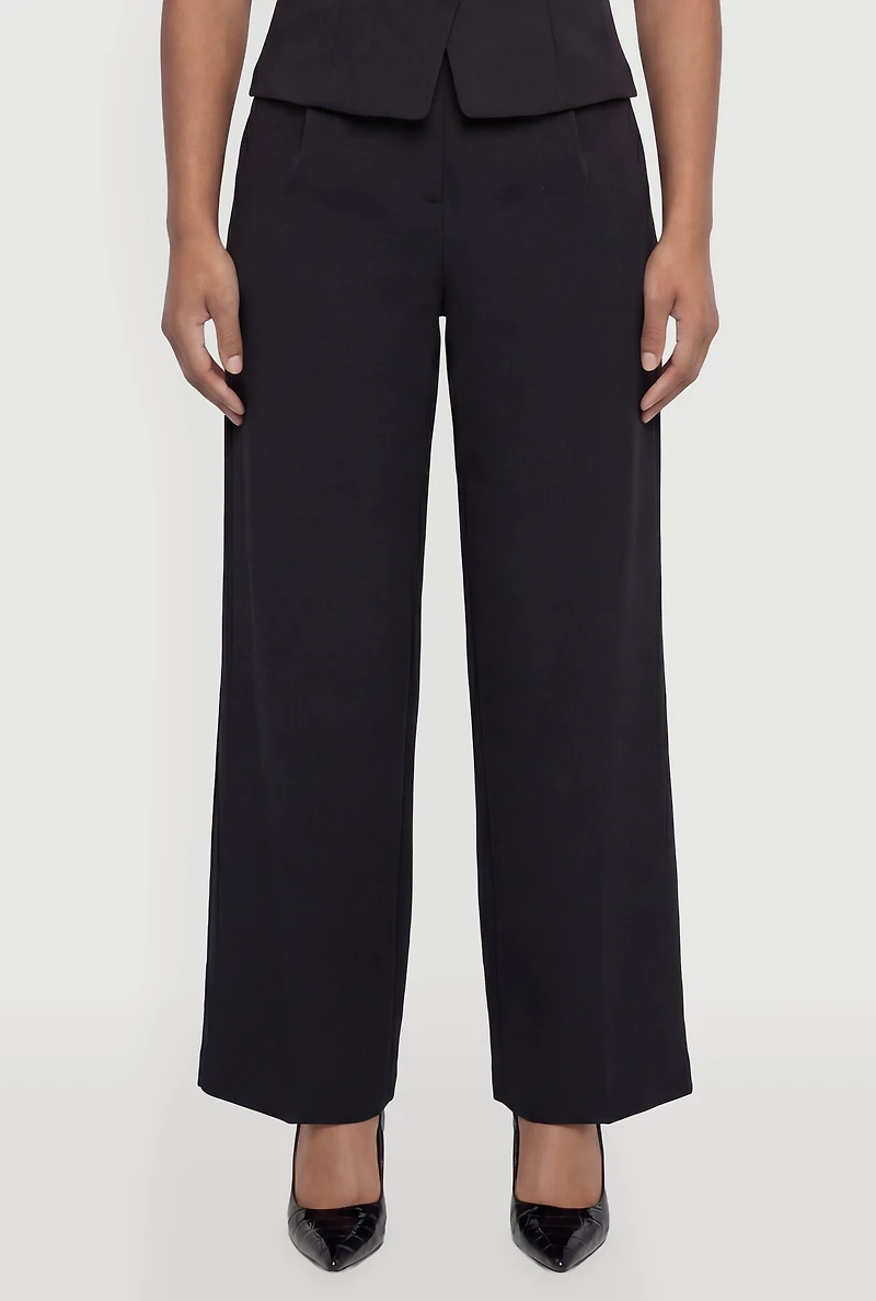Solid Wide Leg Dress Pants