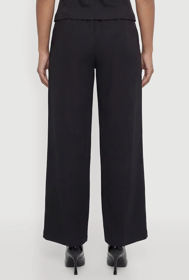 Solid Wide Leg Dress Pants